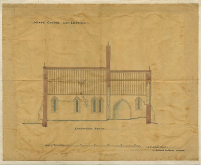 Tips kyrka: spårning och [? 1800-talet] (ritning) av School English
