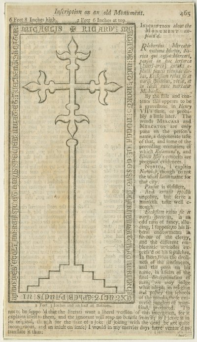 Lichfield - Monumental platta av Richard Mercator: träsnittsgravyr, nd [?1700-talet] (tryck) av School English