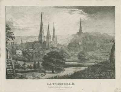 Lichfield - North West View: litografi och [?1800-talet] (tryck) av School English