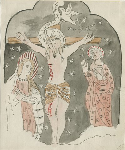 Lichfield - Representation of the Crucifixion (Greyfriars): akvarellmålning och [?sent 1700-tal] (målning) av School English