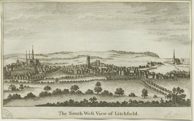 Lichfield - South West View: kopparplåtgravyr, nd [sent 1700-tal] (tryck) av School English