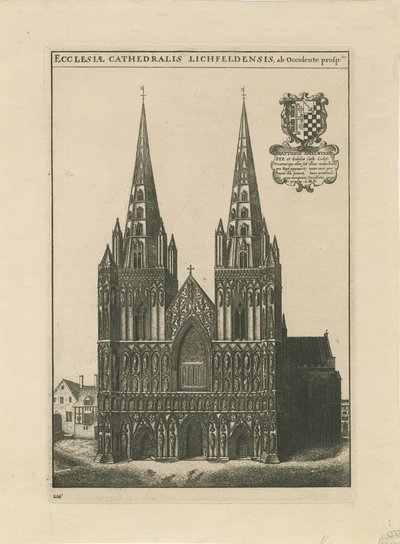 Lichfield Cathedral - West Front: gravyr och [?slutet av 1600-talet] (tryck) av School English