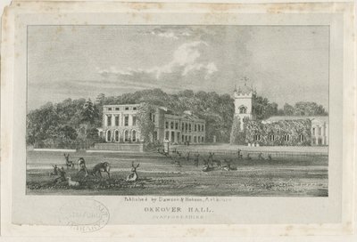 Okeover Hall - litografi, nd [c 1839] (tryck) av School English