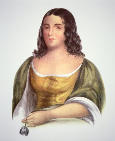 Pocahontas (ca 1595-1617) (litho i färg) av School English