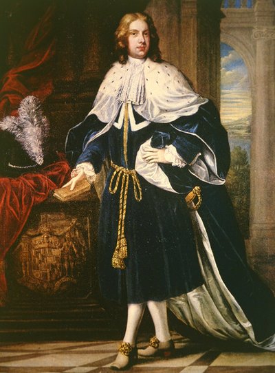 Porträtt av Benedict Calvert (olja på duk) av School English