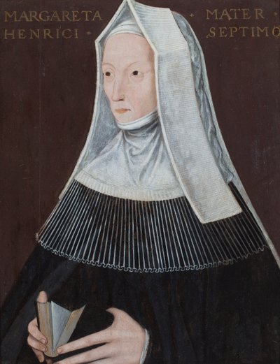 Porträtt av Margaret Beaufort, grevinna av Richmond och Derby (olja på pannå) av School English