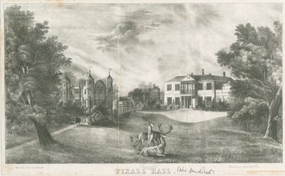 Tixall Hall and Gatehouse: litografi, nd [c 1833] (tryck) av School English