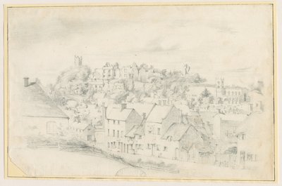 Tutbury - Town, Church and Castle: blyertsteckning, nd [?1800-talet] (teckning) av School English