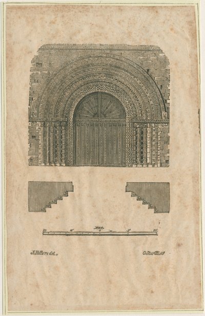 Tutbury Priory Church - West Doorway: träsnittsgravyr, nd [?början av 1800-talet] (tryck) av School English