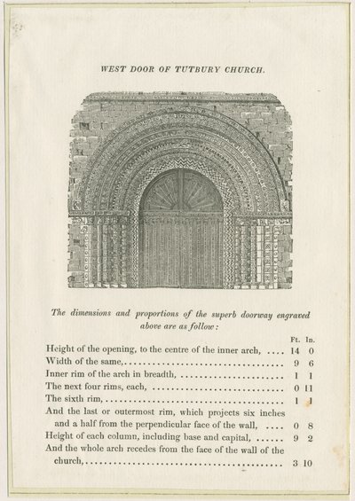 Tutbury Priory Church: West Doorway: gravyr, nd [c 1832] (tryck) av School English