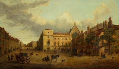 Utsikt över Whitehall med Old Palace Yard (olja) av School English