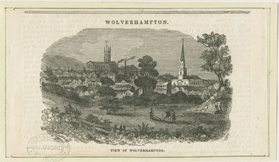 Wolverhampton - Avlägsen vy [från Penn Road]: träsnittsgravyr, nd [1800-talet] (tryck) av School English