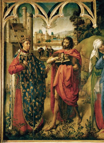 Ludvig IX, Helgonet med Johannes Döparen ... av School Flemish
