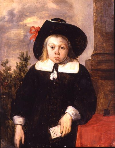 Porträtt av en pojke, ca 1650 (olja på panel) av School Flemish