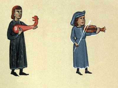 En trubadur från medeltiden, illustration från "Histoire de la Literature Francaise" av Hermann Suchier av School French