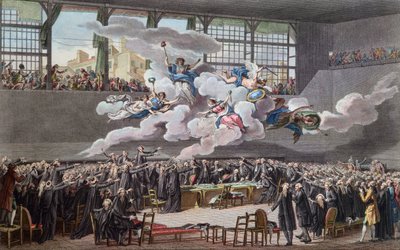 Franska revolutionen (1789-1799): Jeu de Paumes ed i Versailles den 20 juni 1789) (Franska revolutionen; Tennisbanans ed den 20 juni 1789, Versailles) av School French