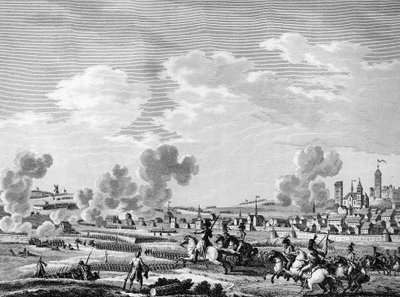 Franska revolutionen och de kontrarevolutionära krafternas ankomst: de franska revolutionärernas seger i Jemmapes den 6 november 1792 över den österrikiska armén i Belgien. Paris, biblioteket vid Institutet för revolutionshistoria av School French