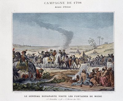 General Bonaparte besöker Moses fontäner - i "" Victories and Conquests of the French Armies"", Paris, n.d (gravyr) av School French
