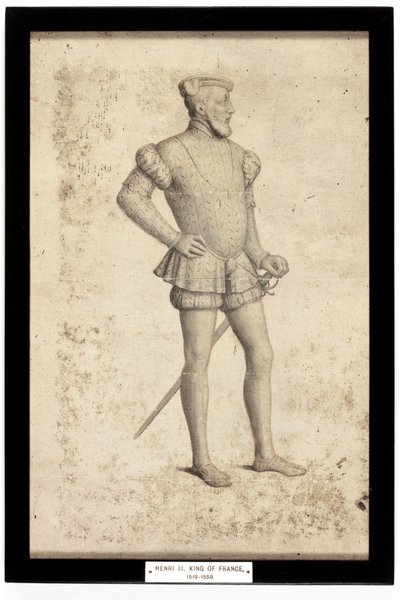 Henrik II, Frankrikes kung (penna och akvarell på papper) av School French