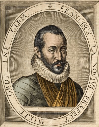 Porträtt av Francois de La Noue (1531-1591), författare till franska politiska och militära tal - Francois de la Noue kallad Bras-de-Fer (järnarm) av School French