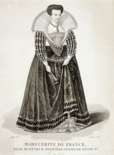 Porträtt av Margareta av Valois, känd som drottning Margot (1553-1615), drottning av Navarra, Henrik IV:s första fru. av School French