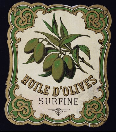 Surfine olivolja etikett av School French