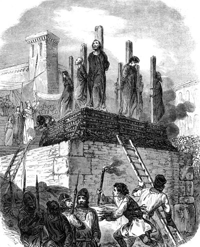 Det albigensiska korståget (gravyr) av School French