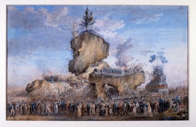 The Cult of the Supreme Being, en form av deism som grundades av Maximilien Robespierre (tryck) av School French