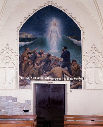 Besättningen i riskzonen gör en önskan till N.D. du Orchard - ex-voto av Notre Dame de Orger, Cancale av School French