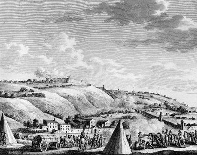 Franska revolutionens krig och rörelser mot revolutionärer: Belägring och erövring av staden Lyon av den franska republikanska armén den 9 oktober 1793 mot de rojalistiska trupperna. Paris, biblioteket vid Institutet för revolutionshistoria av School French