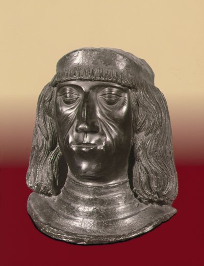 Porträttbuste av den tysk-romerske kejsaren Maximilian I (1459-1519) (brons) av School German