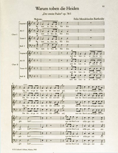 "Varför rasar hedningarna" andra psalm, op.38, av Felix Mendelssohn (litho) av School German