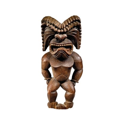 Hawaiiansk figur, kona-stil, representerande krigsguden, ku ka ’ili moku, ca 1780-1820 (trä) av School Hawaiian