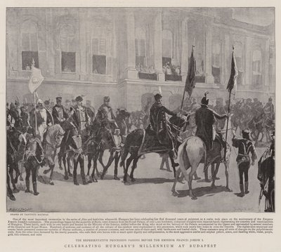 Firar Ungerns millenium i Budapest (litho) av School Hungarian