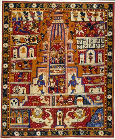 Lägg till MS Or 3721 Diagram of the Jagannath Temple, c.1930 (akvarell på papper) av School Indian