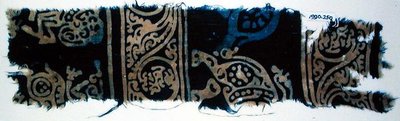 Blocktryckt textilfragment, indiskt (bomull) av School Indian
