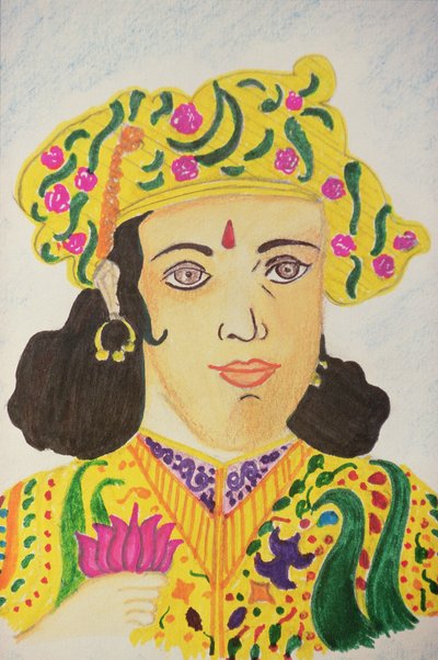 Kejsare Ashoka (akvarell) av School Indian