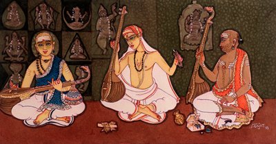 Hinduiska munkar (akvarell på papper) av School Indian