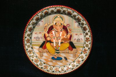 Lord Ganesh Ganpati Miniatyrmålning på papper av School Indian