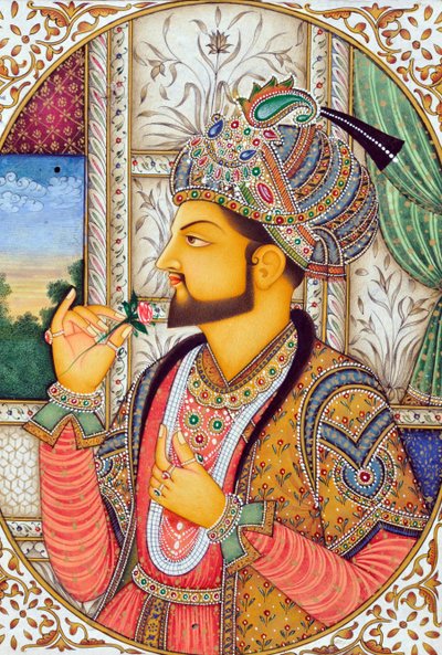 Miniatyrmålning Mughulkejsaren Shah Jahan Indien Asien av School Indian