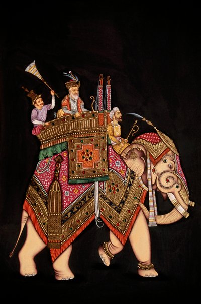 Miniatyrmålning av kejsar Shah Jahan på papper av School Indian