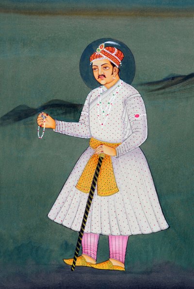 Miniatyrmålning av mogulkejsaren Akbar av School Indian