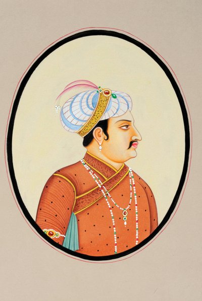 Miniatyrmålning av mogulkejsaren Jahangir av School Indian
