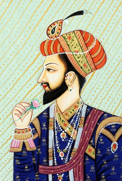 Miniatyrmålning av mogulkejsaren Shah Jahan av School Indian
