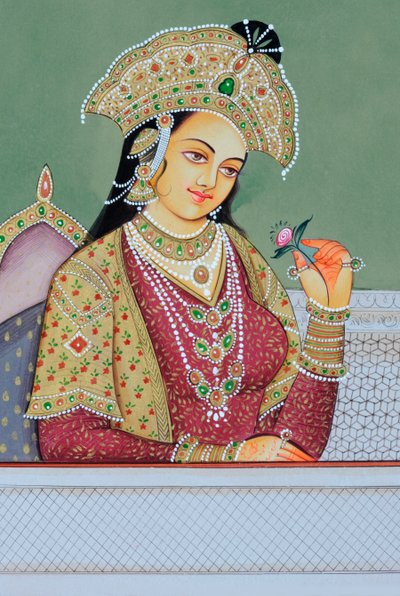 Miniatyrmålning av moguldrottningen Mumtaz Mahal av School Indian