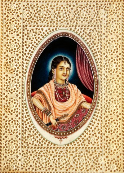 Miniatyrmålning av Mumtaz Mahal på elfenben av School Indian