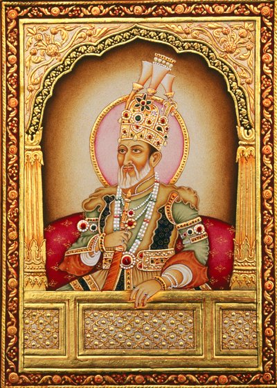 Mughal miniatyrmålning Bahadur Shah Zafar av School Indian