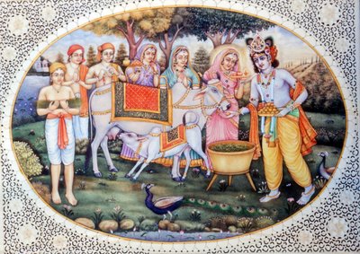 Radha Krishnas miniatyrmålningar av School Indian