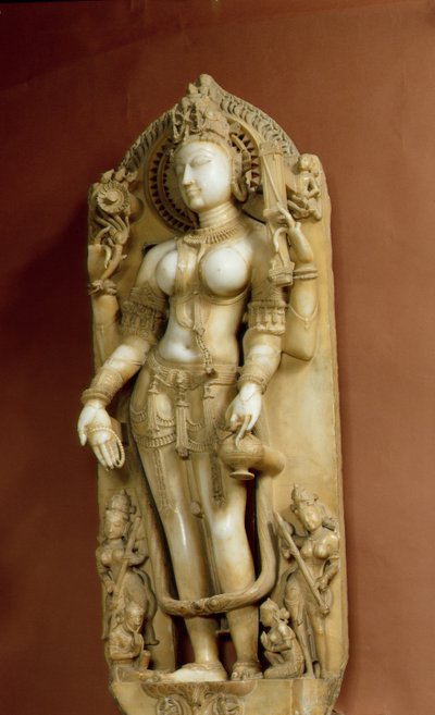 Sarasvati, lärandets gudinna, Pallu, Rajasthan, Chauhan-dynastin (marmor) av School Indian
