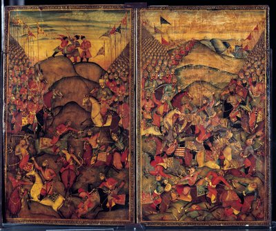 Kampscen. 1600-talsmålning av indo-iranskt ursprung. Museum för dekorativ konst, Paris av School Iranian